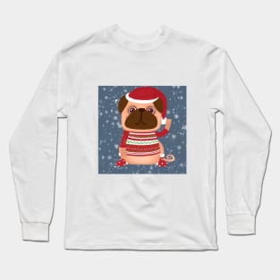 New year dog pug Long Sleeve T-Shirt